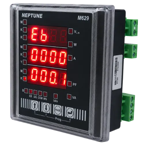 Neptune M629 – Three Phase Meter Panel Mounted 10-60 Amp & Higher Amp Rating available CT Operated Energy Meter